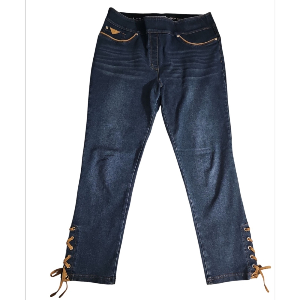 Women's Blue Jeans with Tan Accents